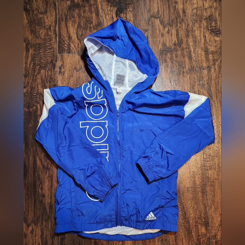 Adidas Kids Blue and White Windbreaker